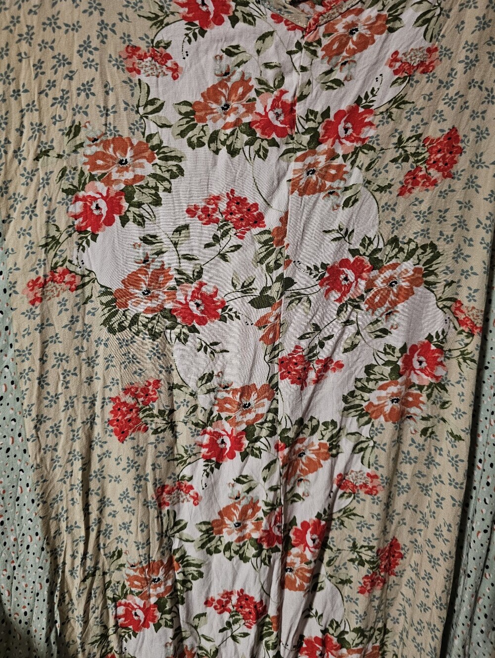 BiBi Sage Green and Coral Floral Slip Dress